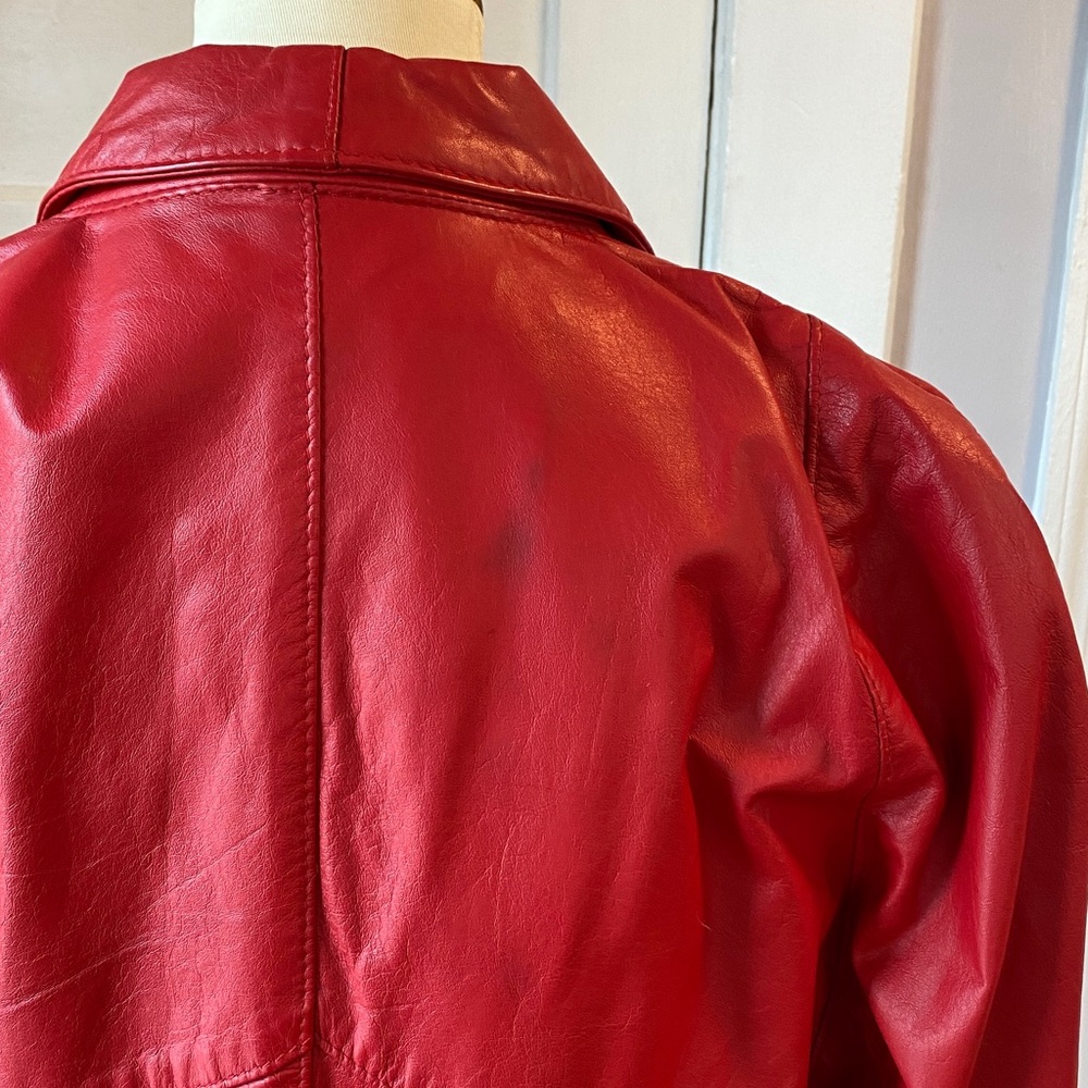 Vintage The Leather Ranch Red Genuine Leather Jacket, Size 3 - Picture 16 of 17